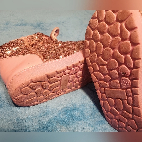 Size 29 Toddler Girl Pink Sequin Bunny Boots - Picture 5 of 5